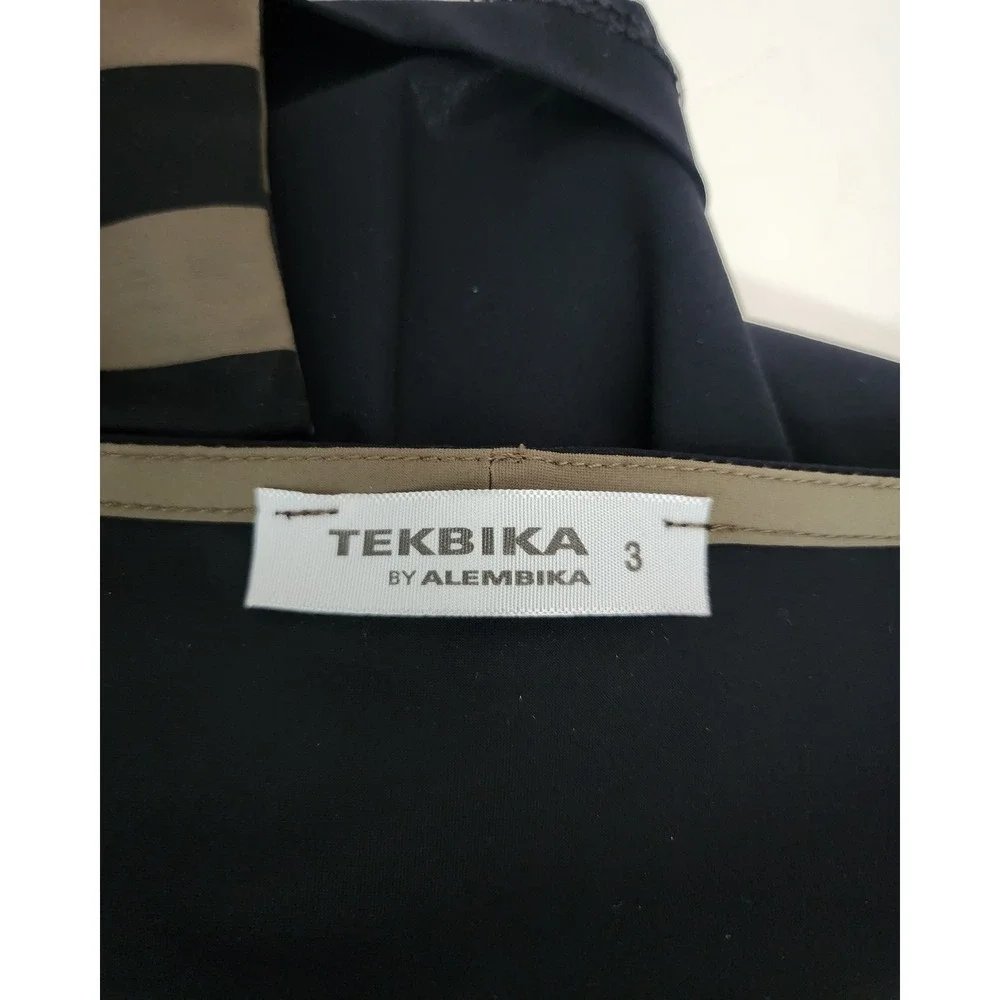 Tekbika by Alembika Womens Olive Green Black‎ Striped Pockets Tunic Top Size 3 L